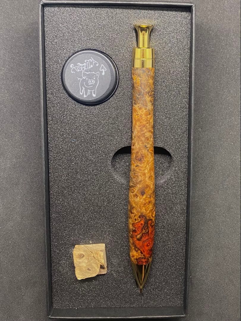 こぶた工房 シャープペンシル 極上花梨瘤 赤青0.5mmゴールド金具