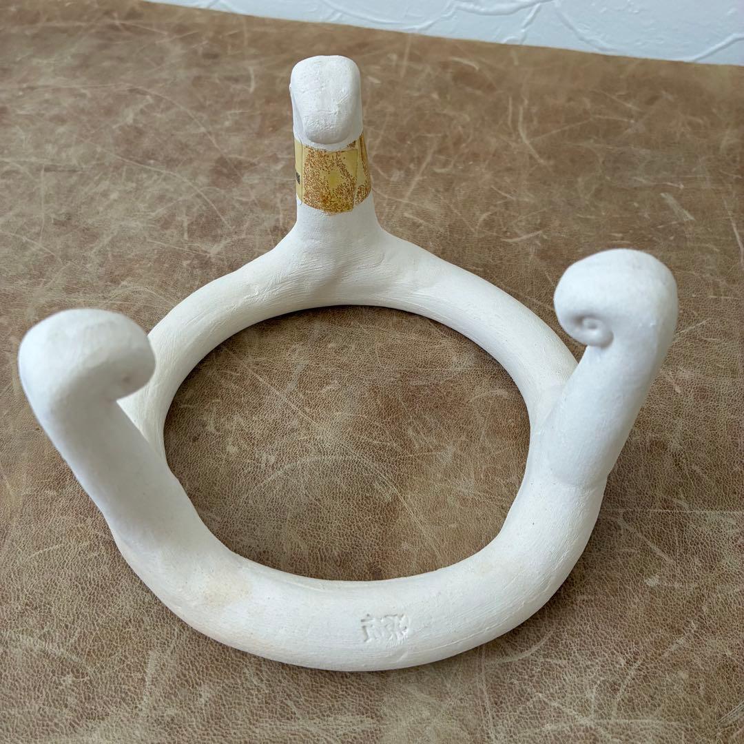 茶道具　黄瀬戸牡丹文　瓶掛　陶芸家　水野敬子作　陶器　五徳付　共箱入　未使用