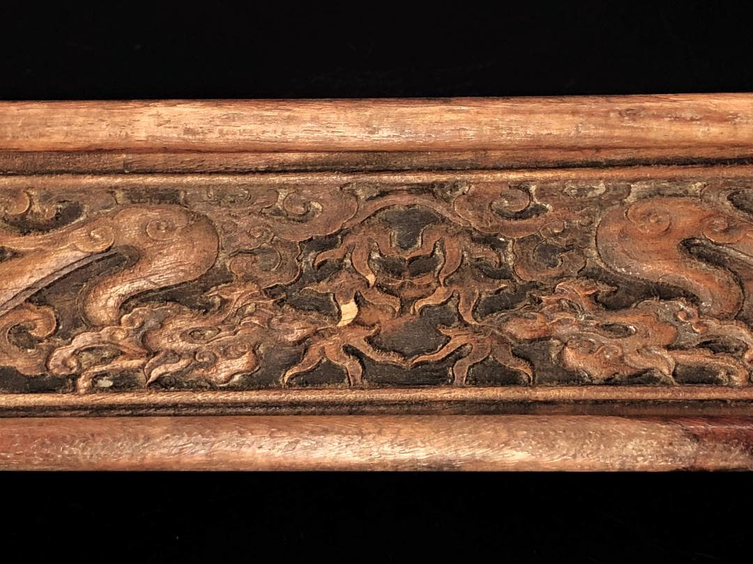 【 双龍（雨龍）唐木箱 】 清朝古玩・骨董