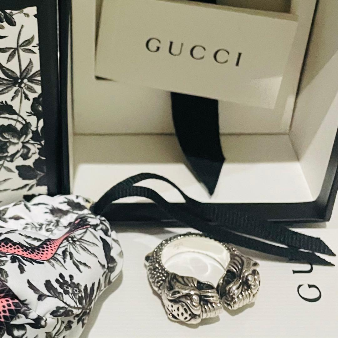 GUCCI 新品同様品　タイガーヘッドリング　925シルバー　17号#18