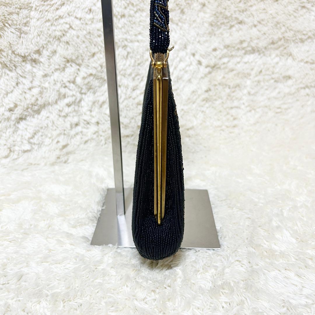 柏ビーズ フォーマルバッグ ビーズバッグ がま口 和装バッグ 冠婚葬祭 総ビーズ