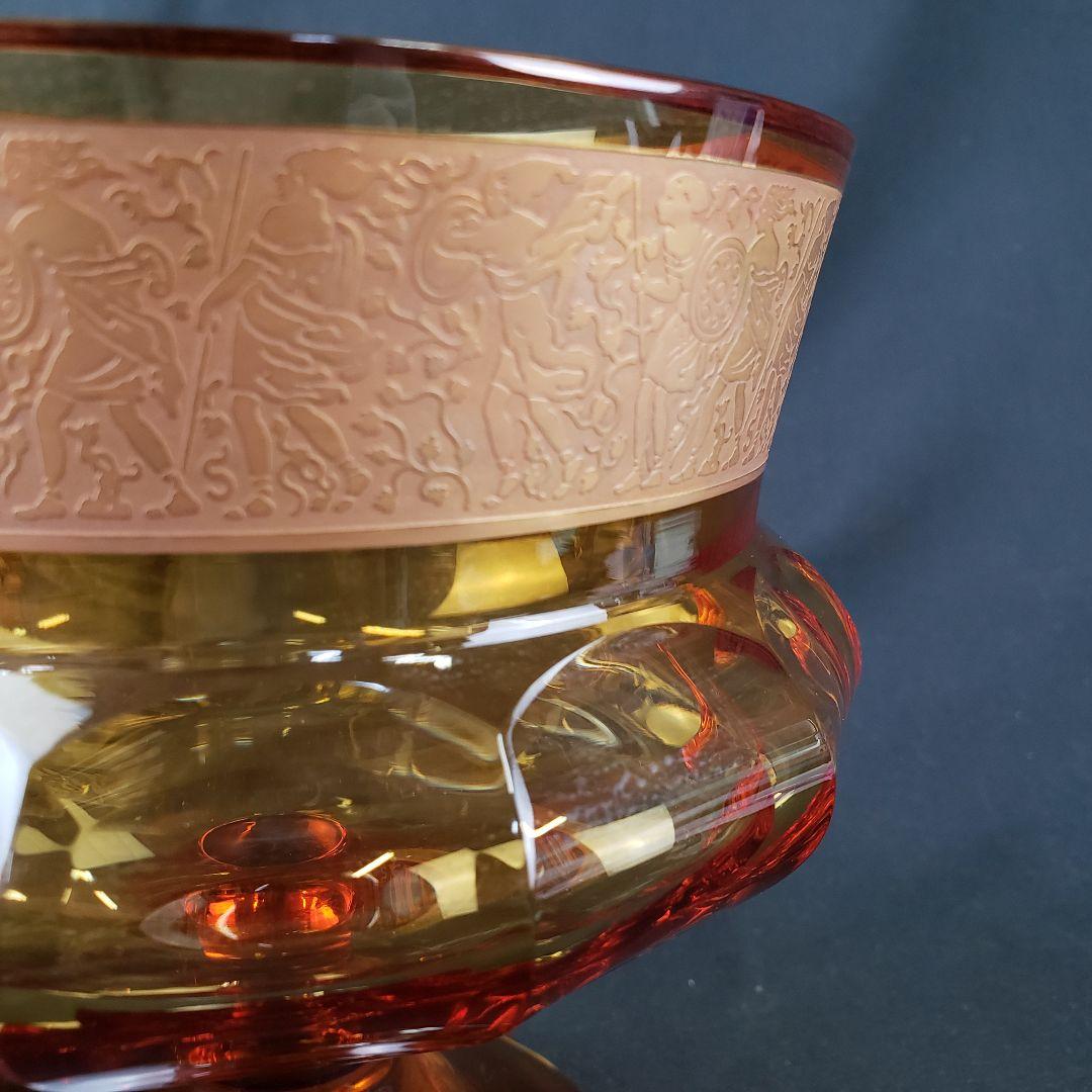 Moser モーゼル 純金彩 コンポート 戦士の行進 ガラス