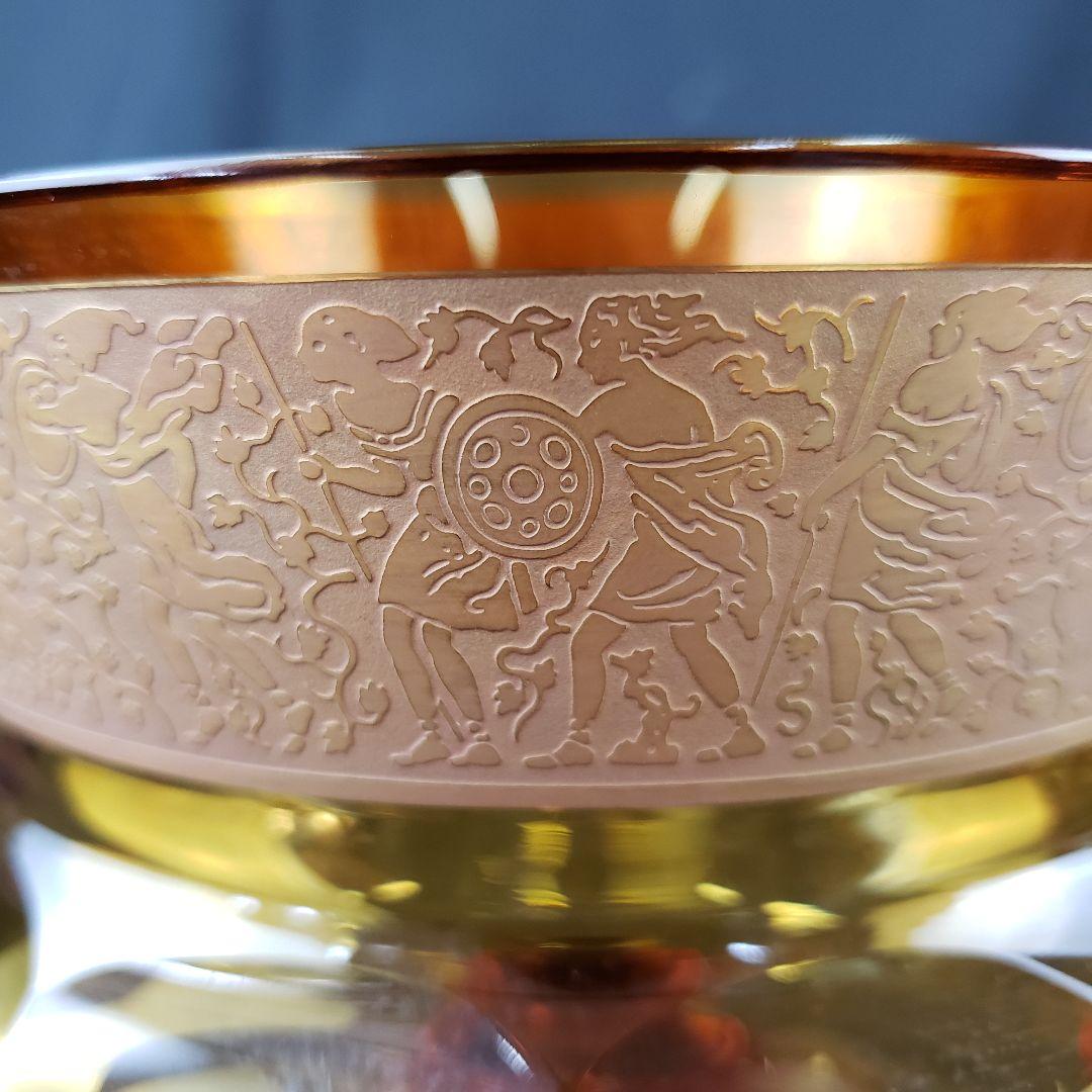 Moser モーゼル 純金彩 コンポート 戦士の行進 ガラス