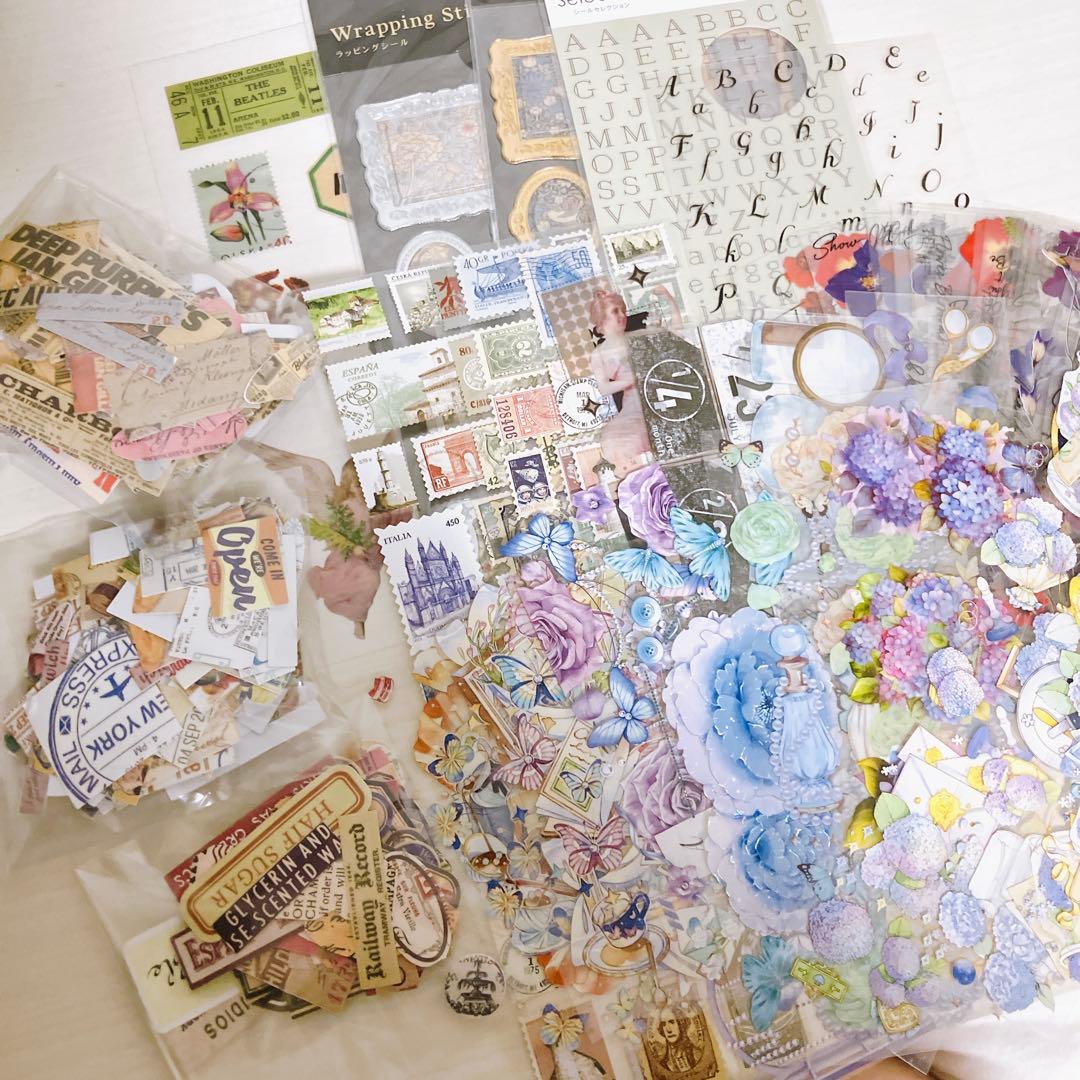 【80サイズ】デザぺ紙もの大量詰め合わせコラージュ素材 メモ シール