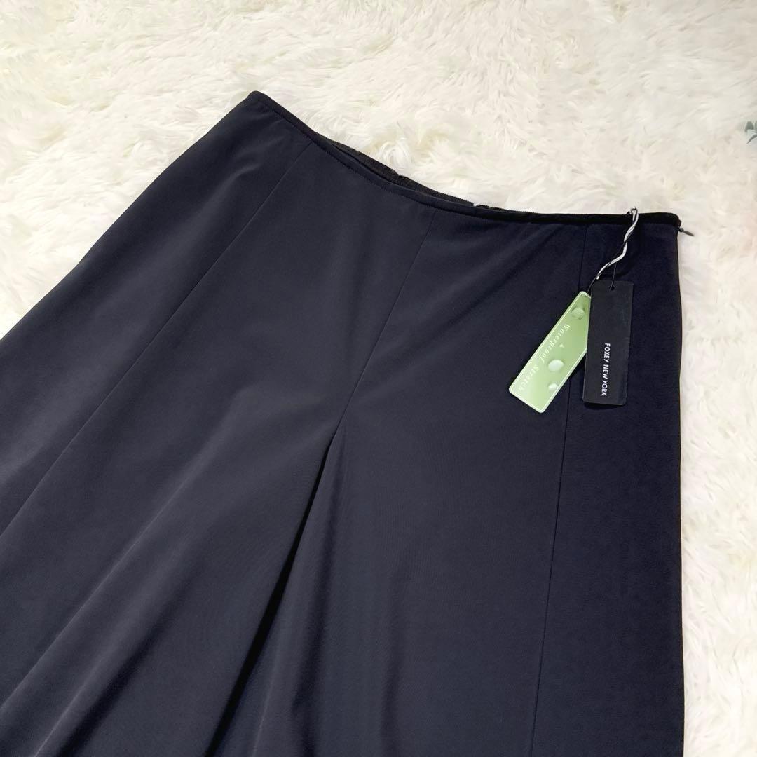 極美品✨フォクシー 希少サイズ42 ウォータープルーフワイドパンツ 撥水 紺