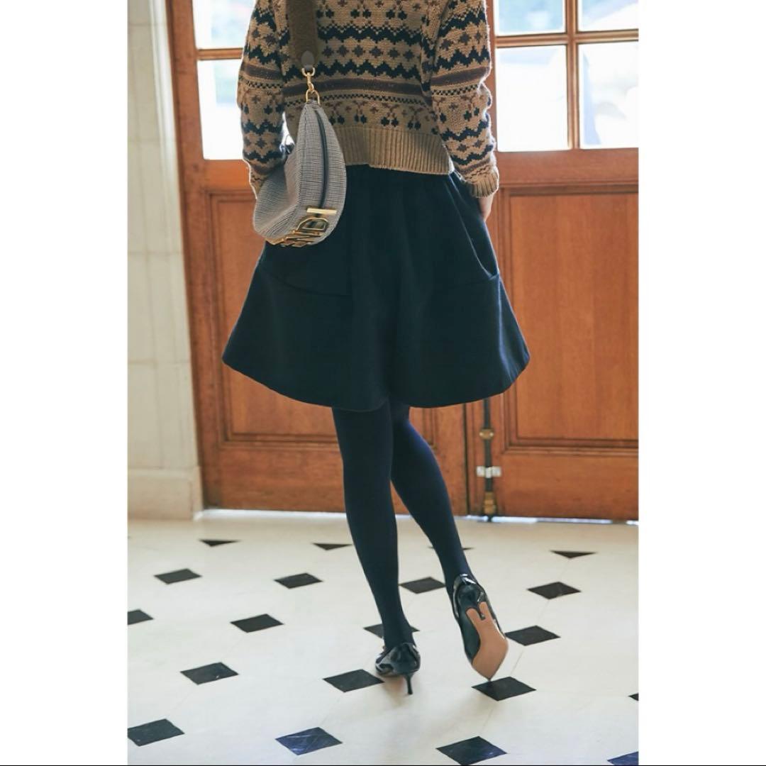 SEVEN TEN セブンテン ハイウエストフレアキュロット(ブラック)