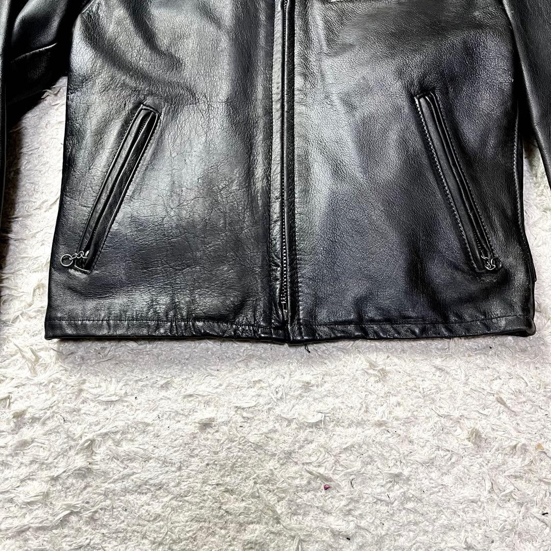 40インチ/ライナー付✨ショット シングルライダース レザージャケット 2way