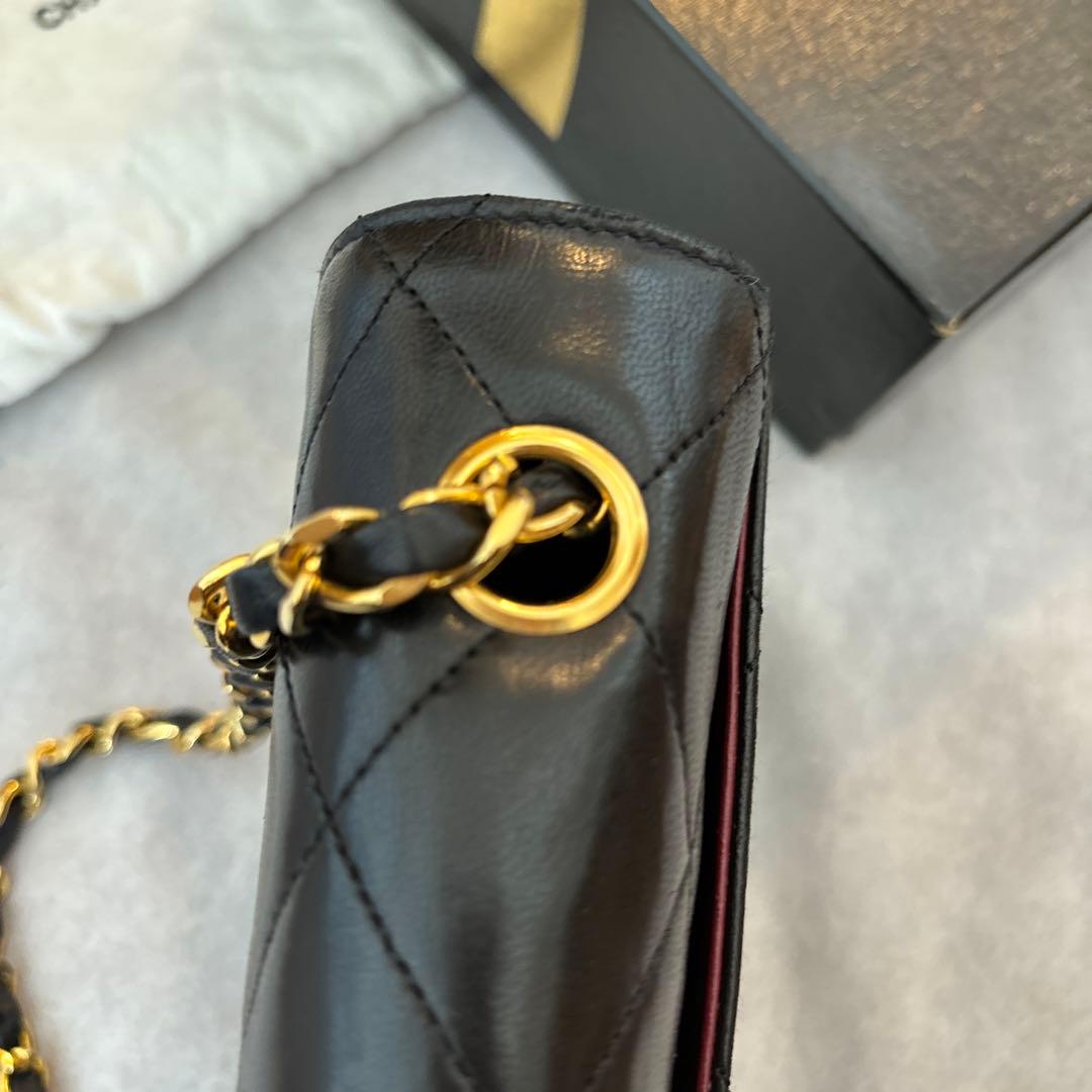 シャネル　マトラッセ　ラムスキン　ヴィンテージ　ブラック　黒　フラップバッグ