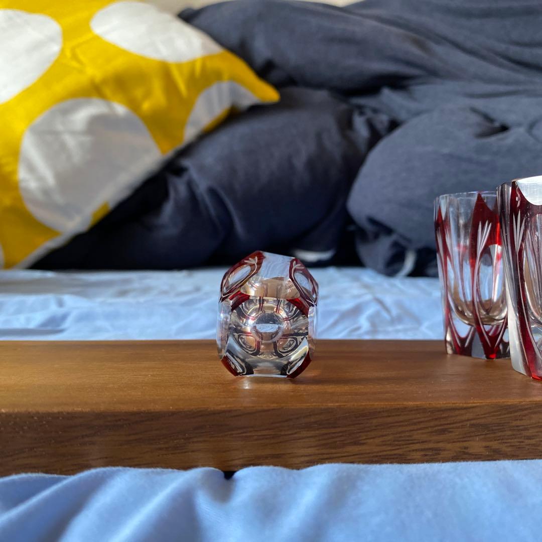 切子　ショットグラス　赤　アンティーク　8客セット