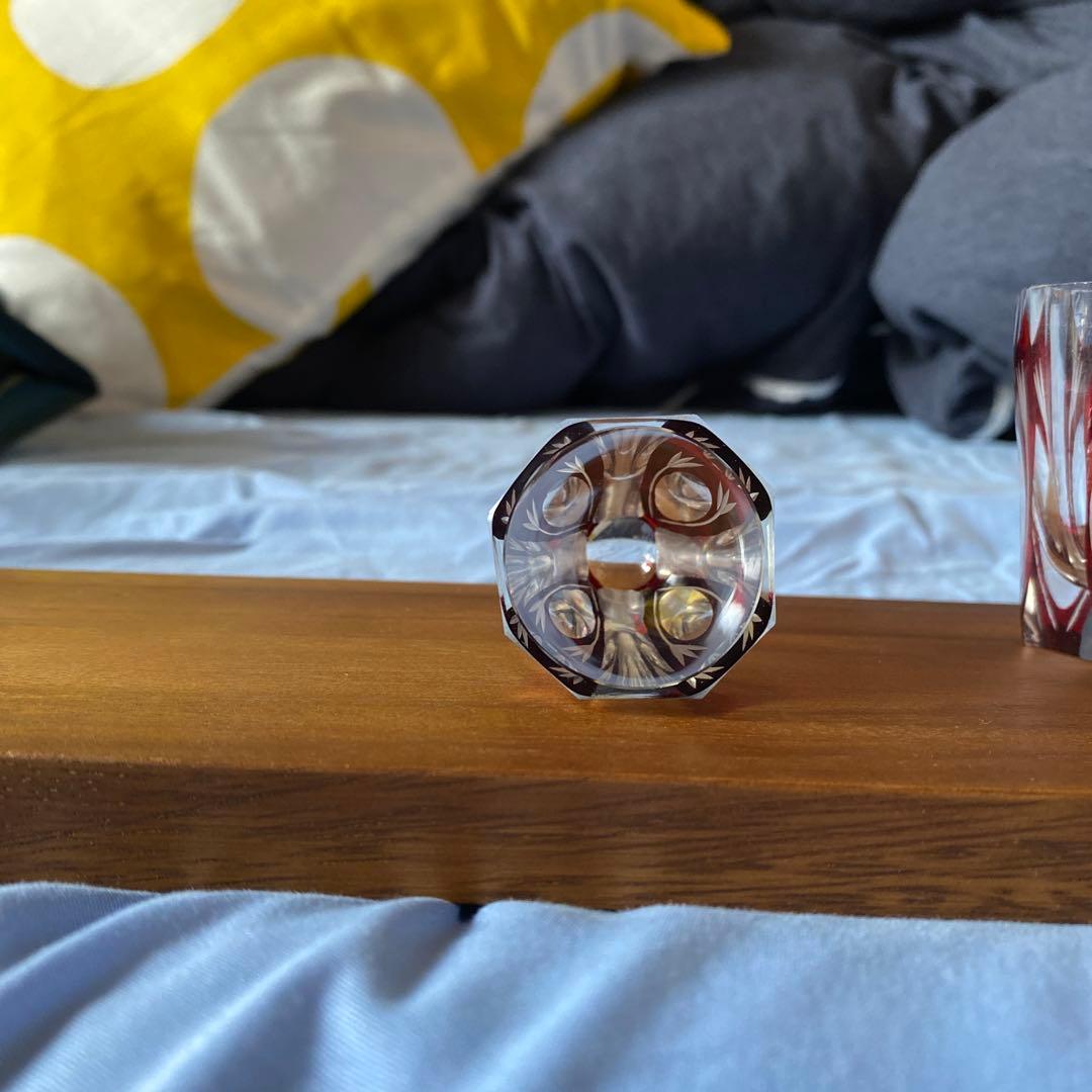 切子　ショットグラス　赤　アンティーク　8客セット