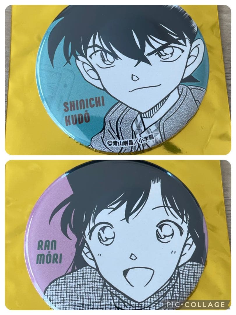 名探偵コナン公式アプリ プレミアム会員限定　工藤新一　毛利蘭　缶バッジ　柯南