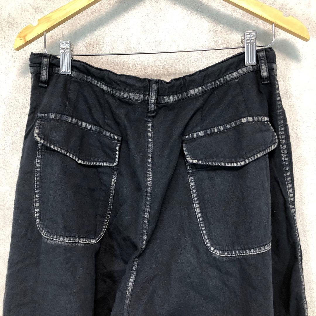 Y's ワイズ 製品染め サルエルワイドパンツ 墨黒