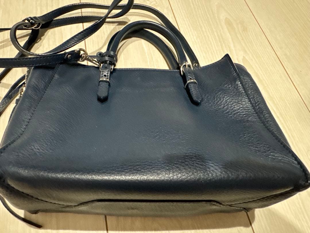 ネイビー レザー ショルダーバッグ　バレンシアガ　ペーパーミニバッグ