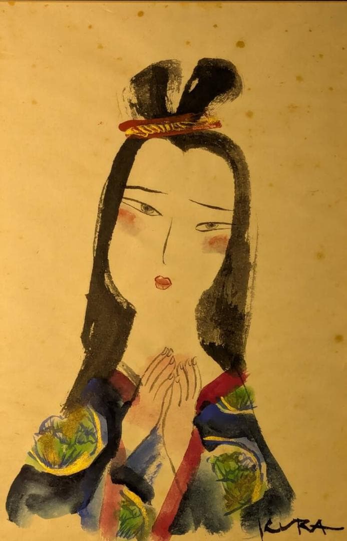 【真作】絵画　日本画6号　美人画　優美な女性表現　インテリアアート　Y145