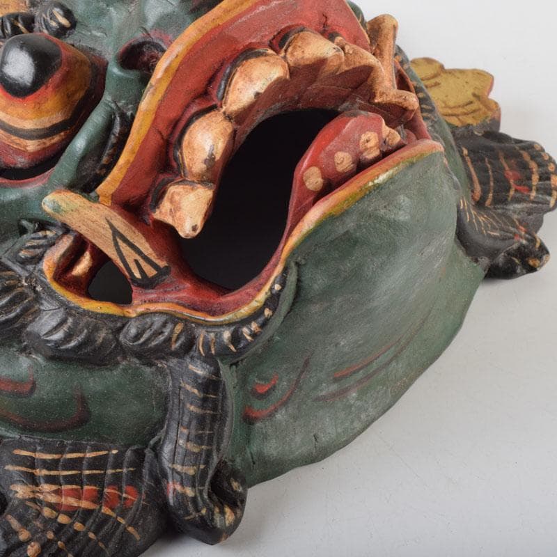 バリ島　インドネシア　木彫彩色　バロン　面　壁飾　一双　V　9089