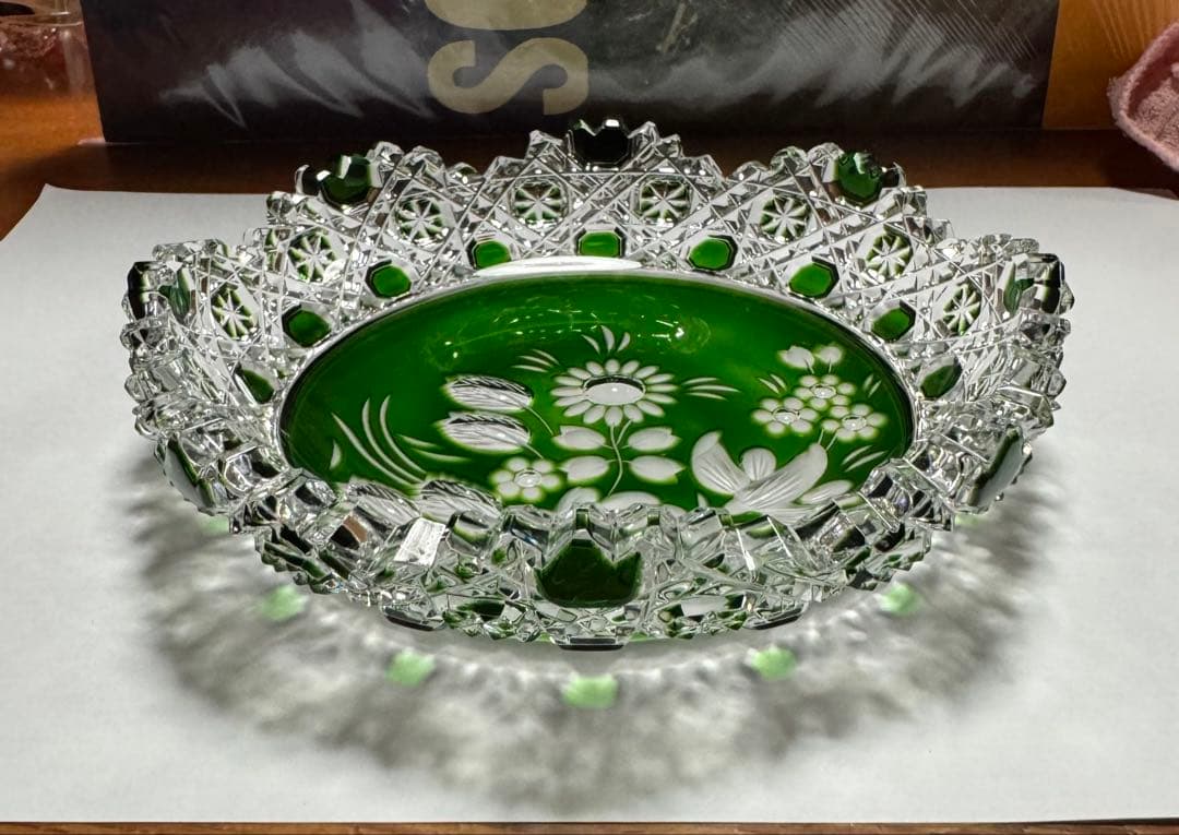 【Meissen】『 クリスタル ガラス 緑被せ』 《ヴィンテージ》《未使用》