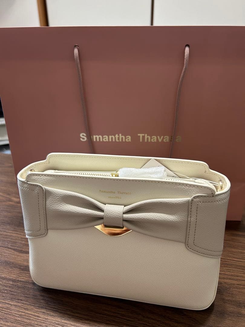 雪音　サマンサタバサ　バイカラーリボンモチーフ スプリットレザーショルダー