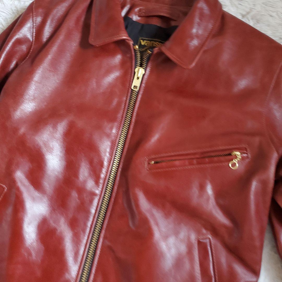 極美品 VANSON シングルライダース バックプリント スカル 40