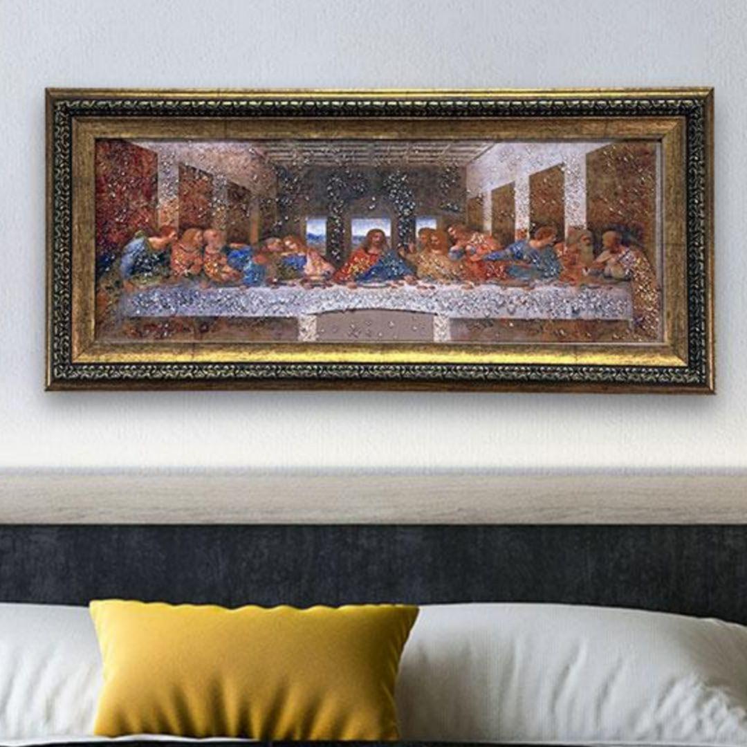 輸入雑貨　天然石　名画　『最後の晩餐』クリスタルアート　絵画　水晶絵　宝石アート