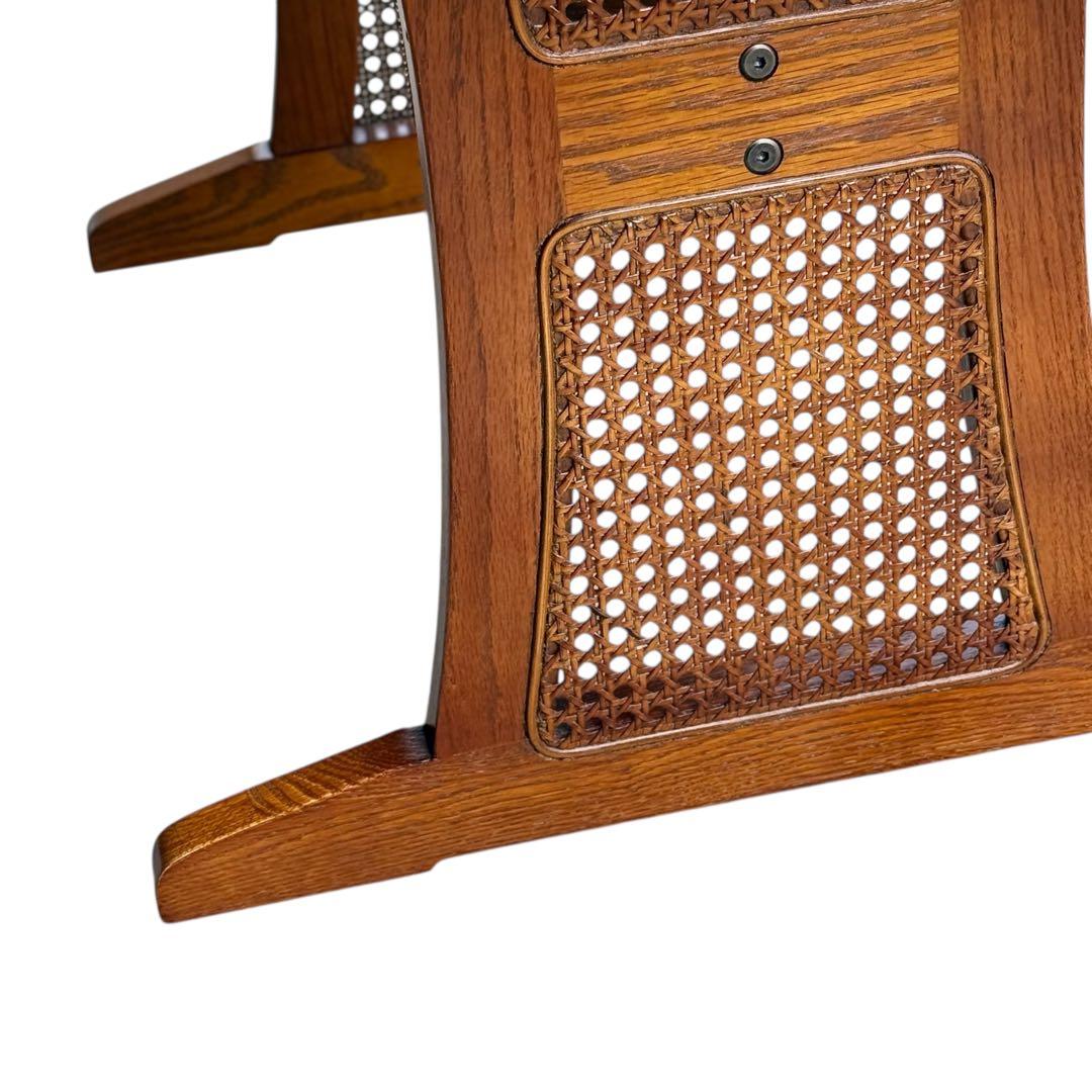 HR679 【木目とラタンが美しい】三越ブルージュ　バタフライテーブル　三越家具