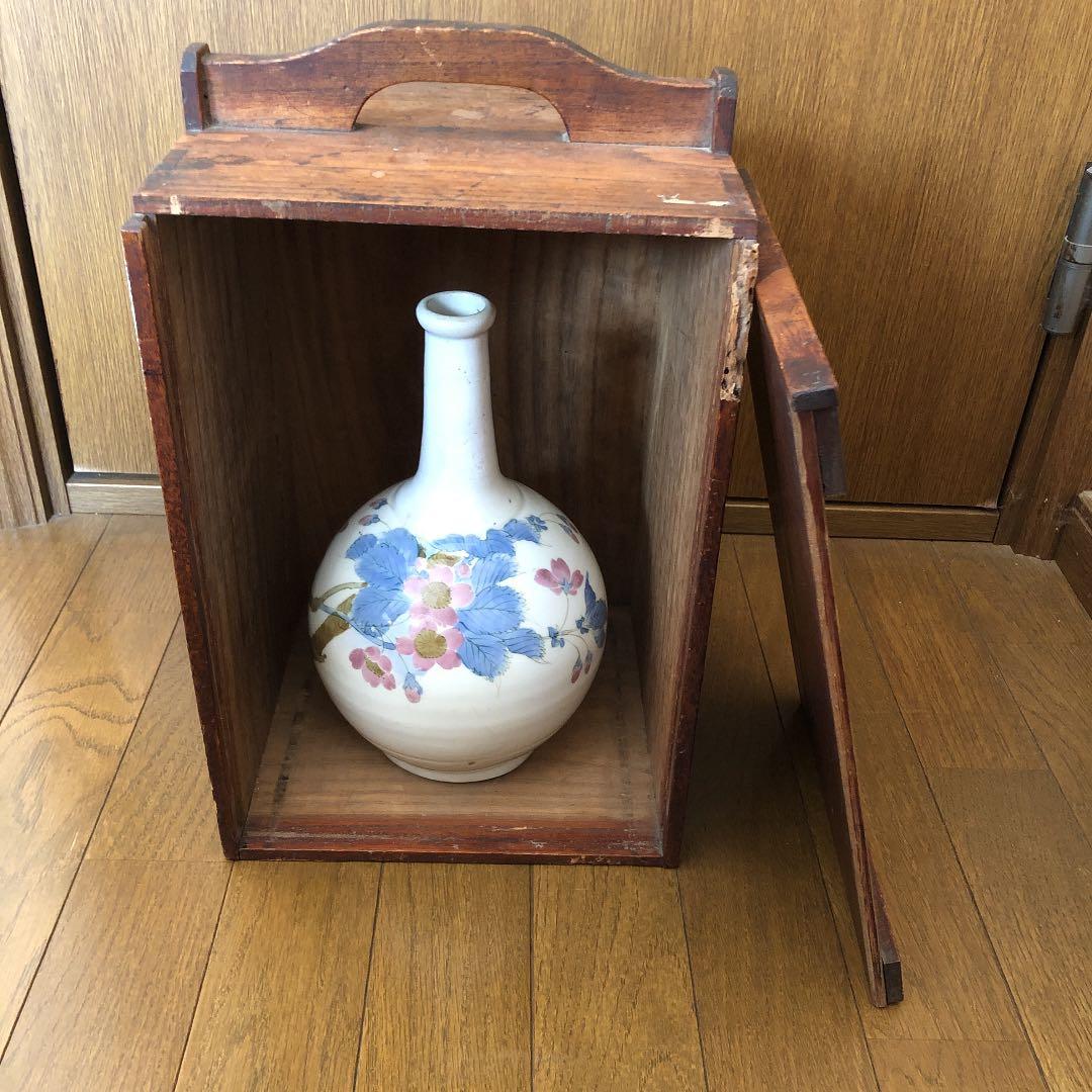 花図徳利（木箱付）・骨董・アンティーク・古伊万里