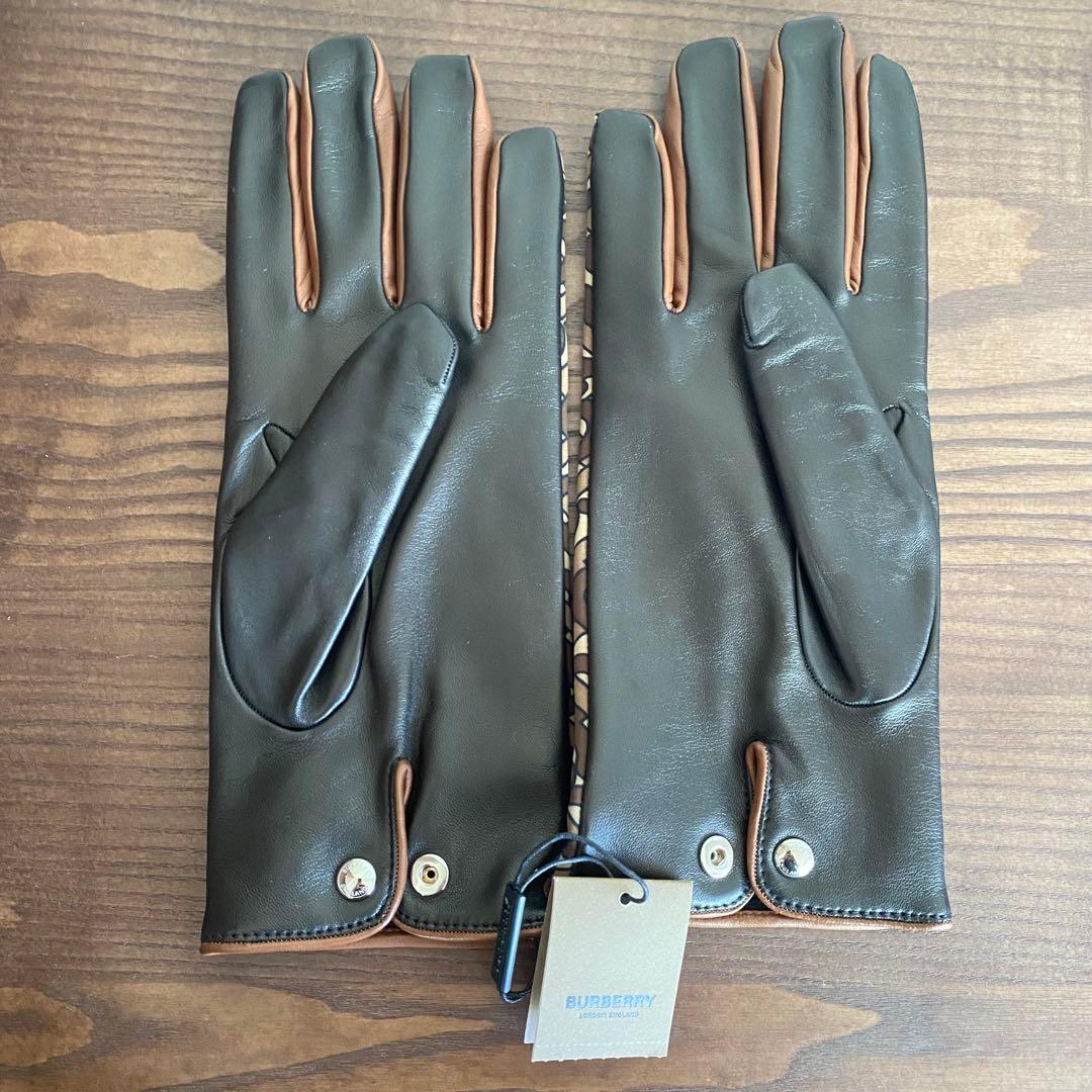 ラスト１【新品】Burberry バーバリー TBロゴ レザー 手袋 グローブ