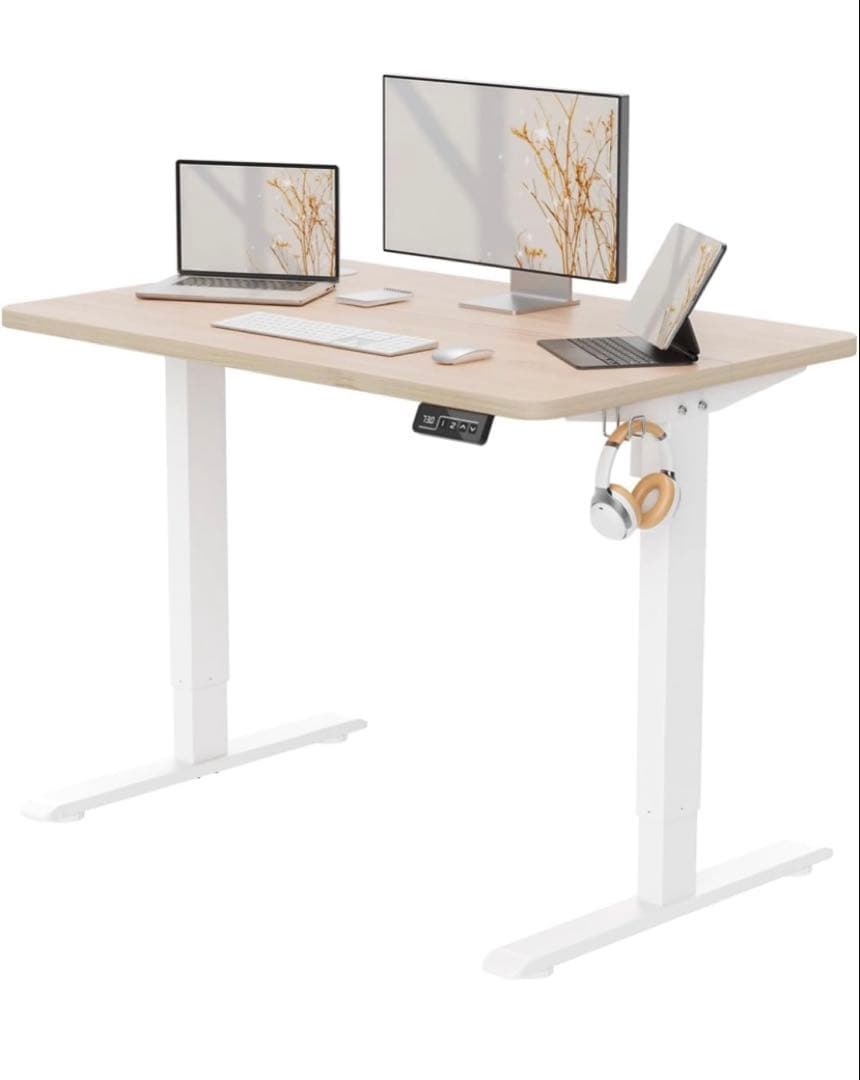 オフィスデスク　パソコンデスク　ホワイト　ナチュルラル