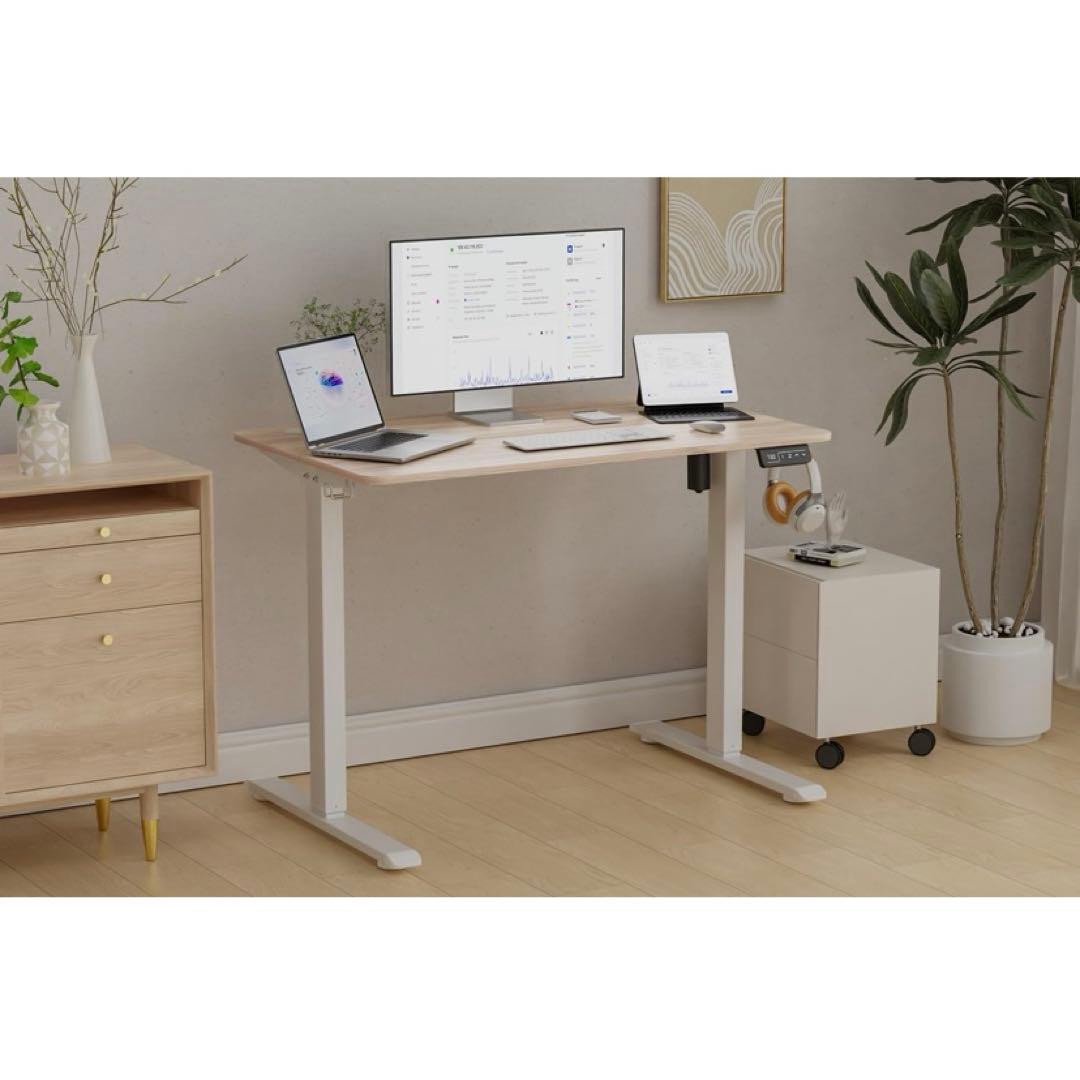 オフィスデスク　パソコンデスク　ホワイト　ナチュルラル
