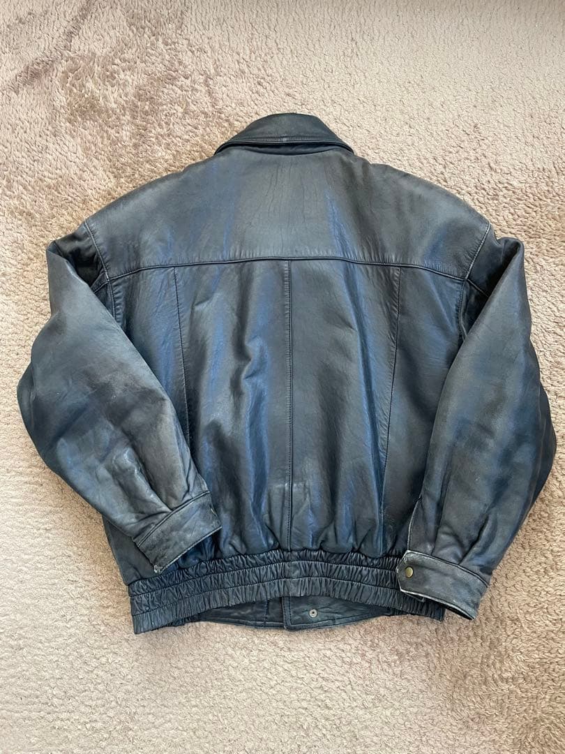 短丈 古着 ラムレザー レザージャケット ブラック Mサイズ 美品 アメカジ