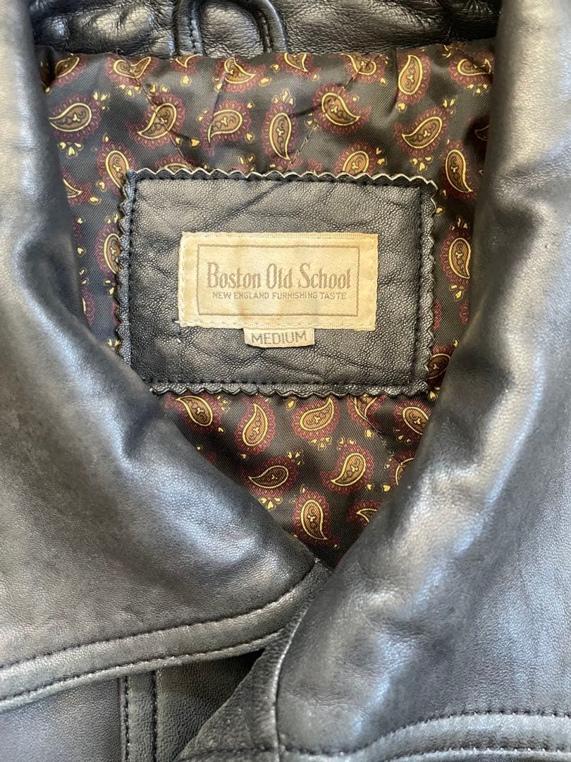 短丈 古着 ラムレザー レザージャケット ブラック Mサイズ 美品 アメカジ