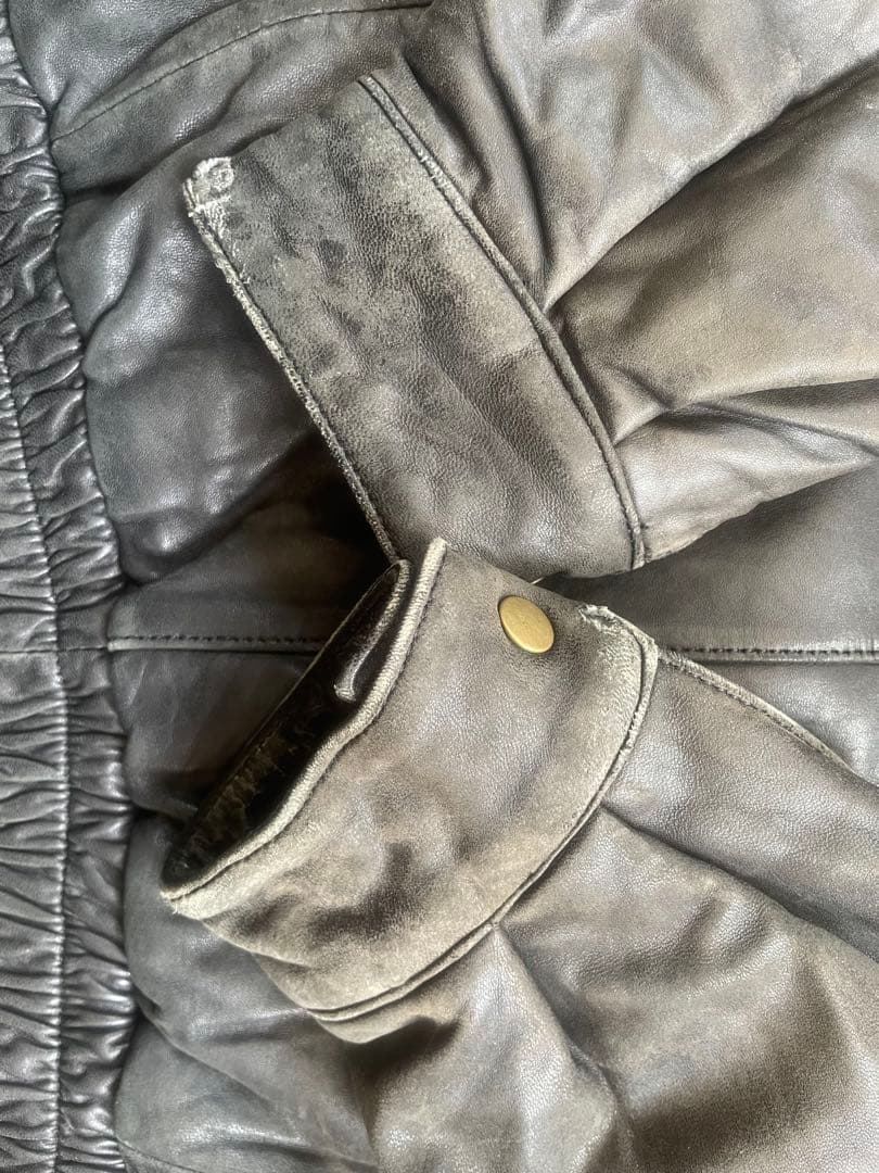 短丈 古着 ラムレザー レザージャケット ブラック Mサイズ 美品 アメカジ