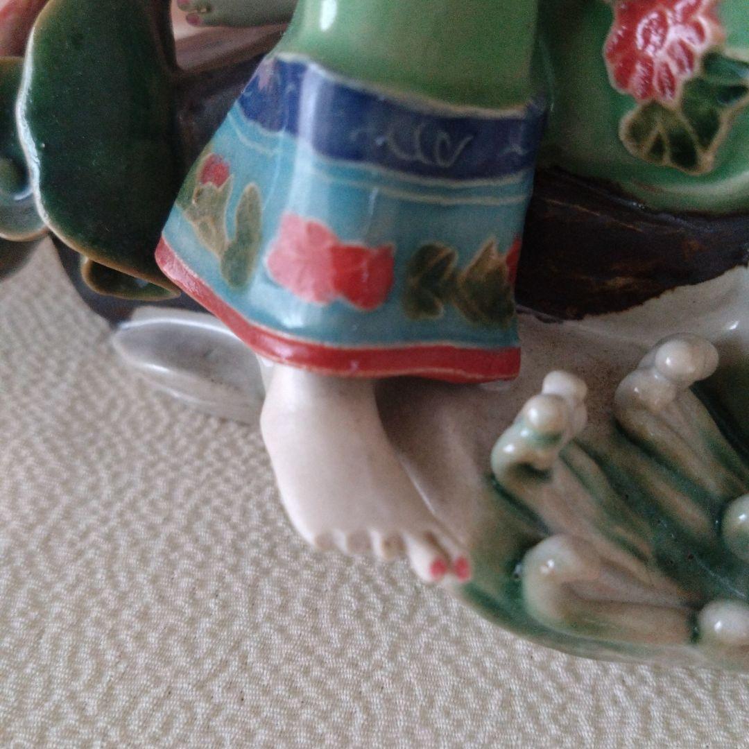 中国　陶器 少女像 人形　フィギュア