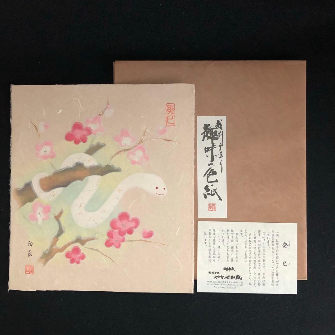 越前和紙 伝統美術工芸品 手づくり 十二支 漉き模様色紙 18枚