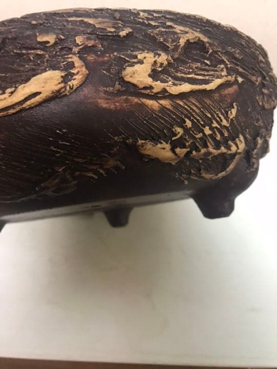 盆栽蜂　超希少激レア松皮盆栽鉢時代3つ足山野草鉢草もの盆栽鉢置き物ゴツゴツした鉢