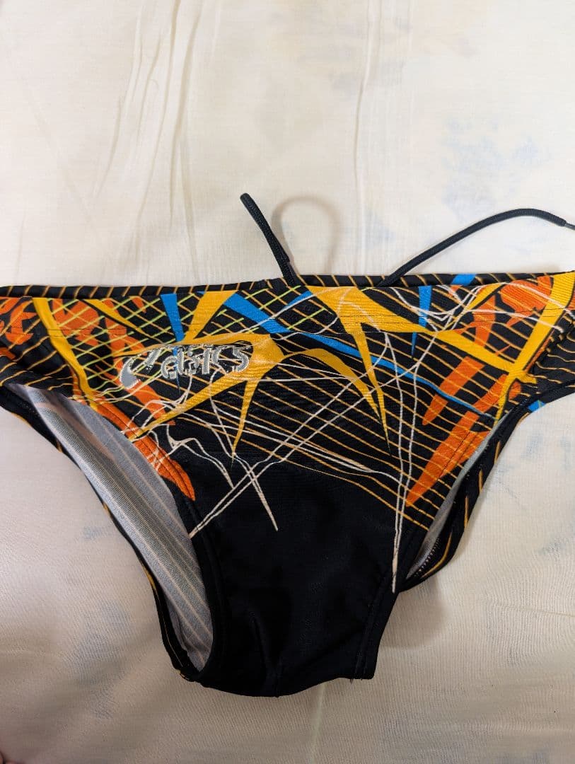 アシックス 競泳水着（競パン） AM3067 黒/オレンジ/青