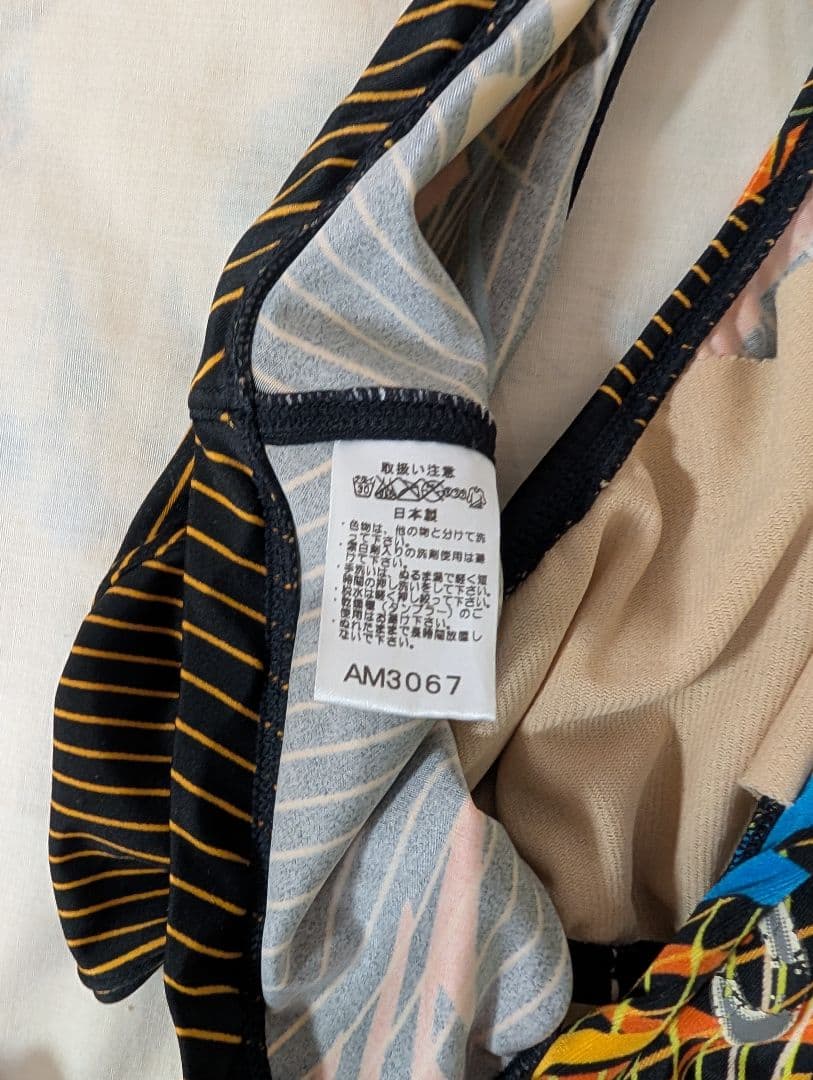 アシックス 競泳水着（競パン） AM3067 黒/オレンジ/青