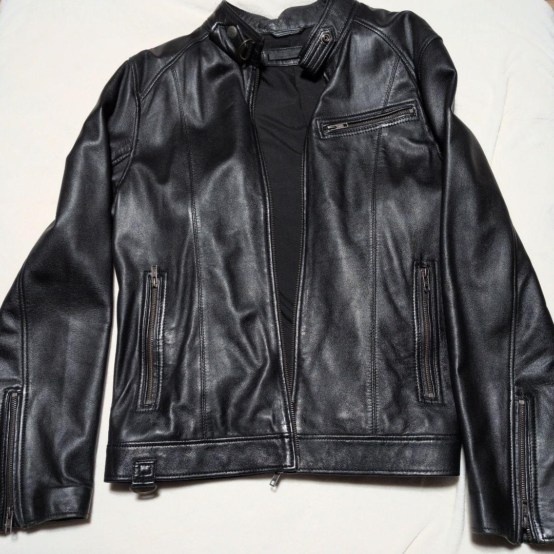 美品！羊革！ブラックレザーシングルライダースジャケット　リュウグーレイザース！