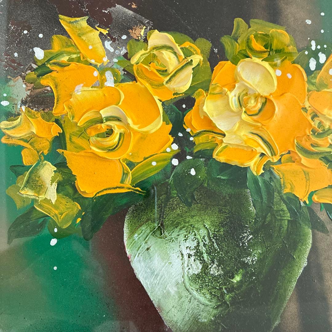 真作　立川広己　油彩　バラ (フリージャ) 画寸33x24㎝　F4