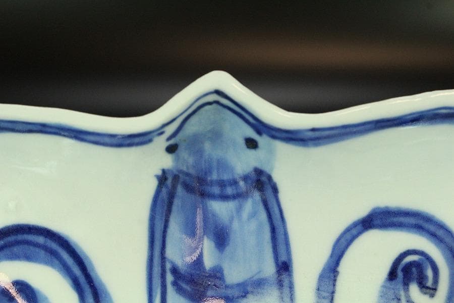 古染付 古 青華 蝶形 器 五客 華中亭道八製 向付 懐石(K-XA833)