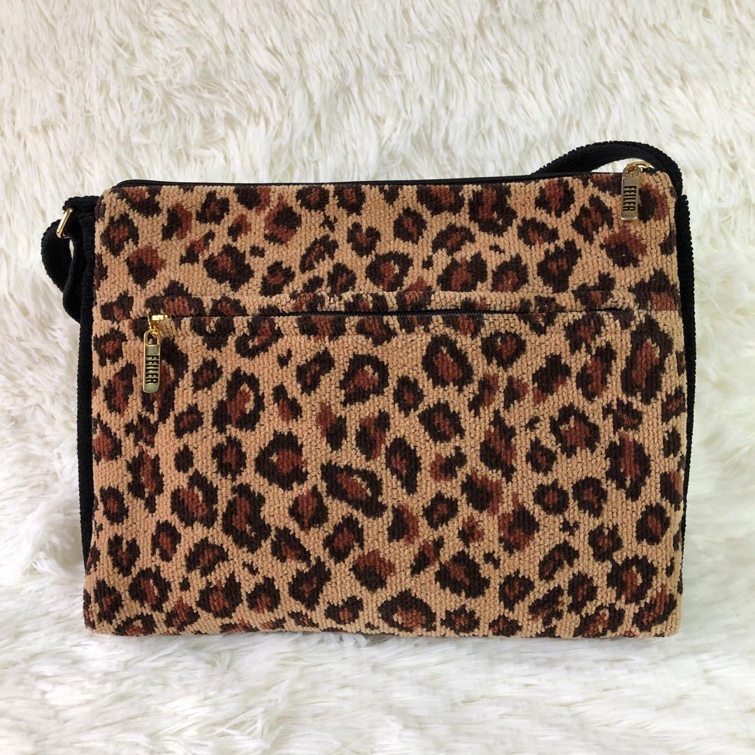 美品 フェイラー ショルダーバッグ レオパード シュニール織 ロゴ