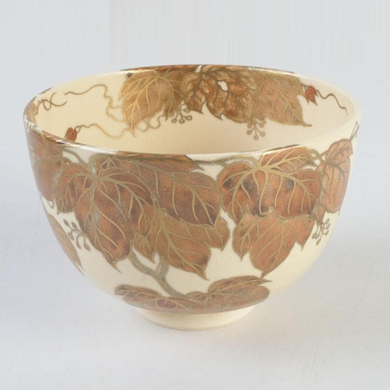 茶道具　京焼　清閑寺窯　杉田祥平造　色絵　蔦図　茶碗　共箱　V　9655