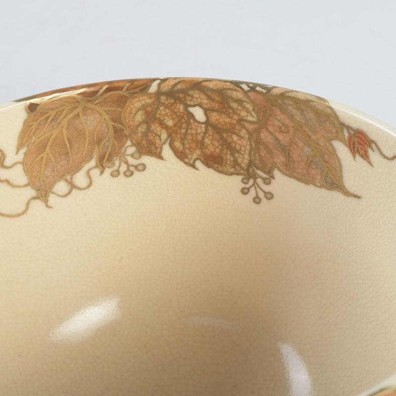 茶道具　京焼　清閑寺窯　杉田祥平造　色絵　蔦図　茶碗　共箱　V　9655