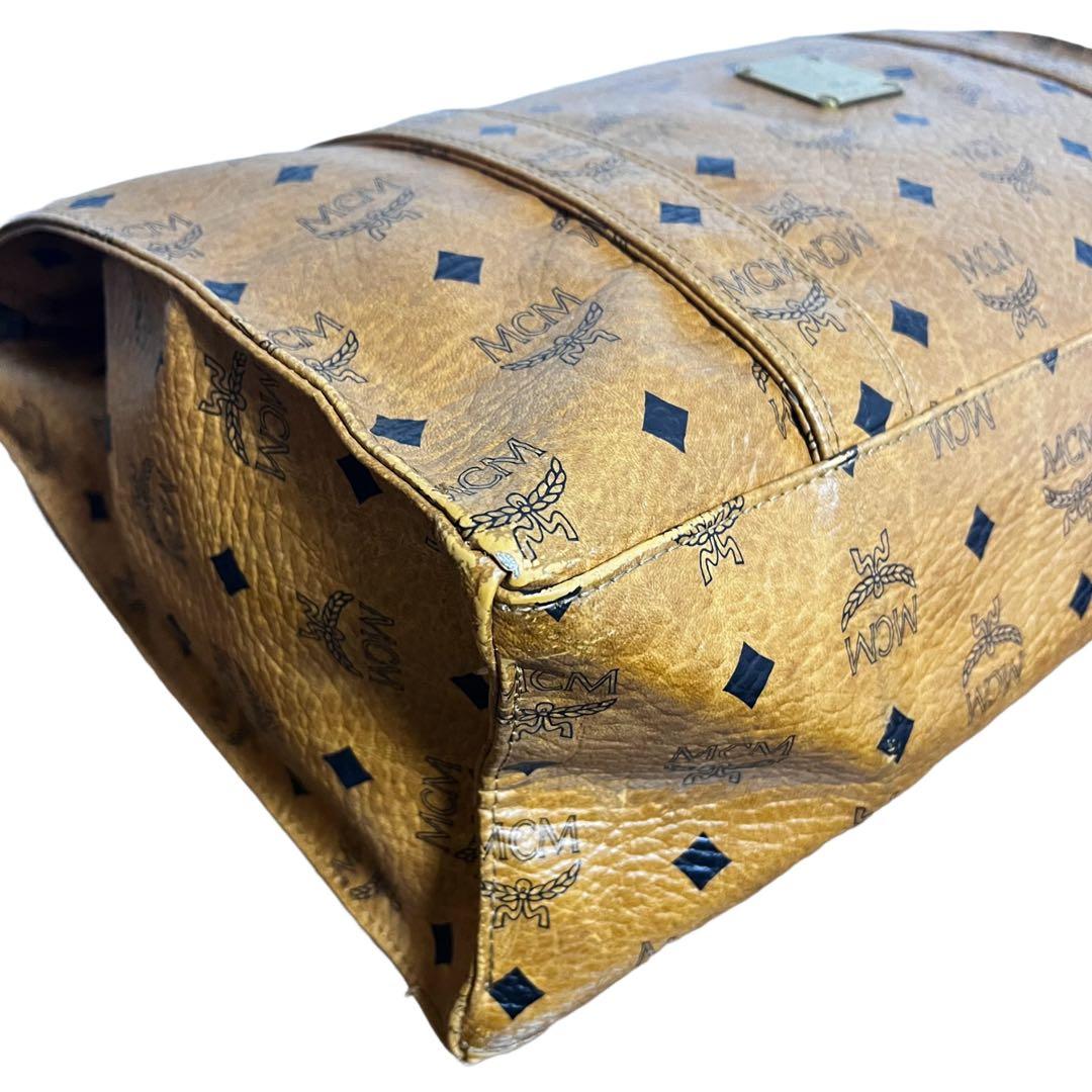 MCM トートバッグ　ヴィセトス柄　レザー　肩がけ　茶　ブラウン