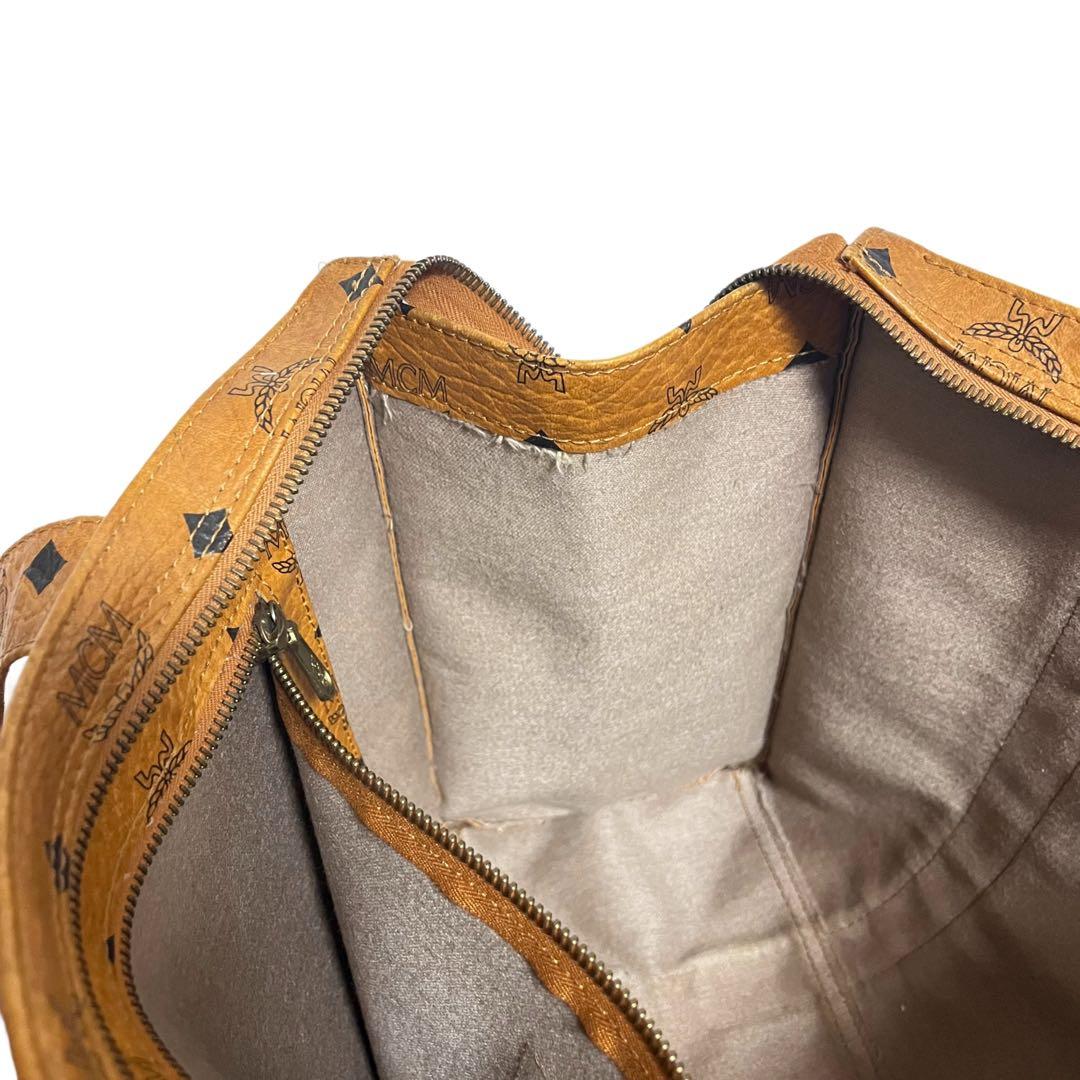 MCM トートバッグ　ヴィセトス柄　レザー　肩がけ　茶　ブラウン