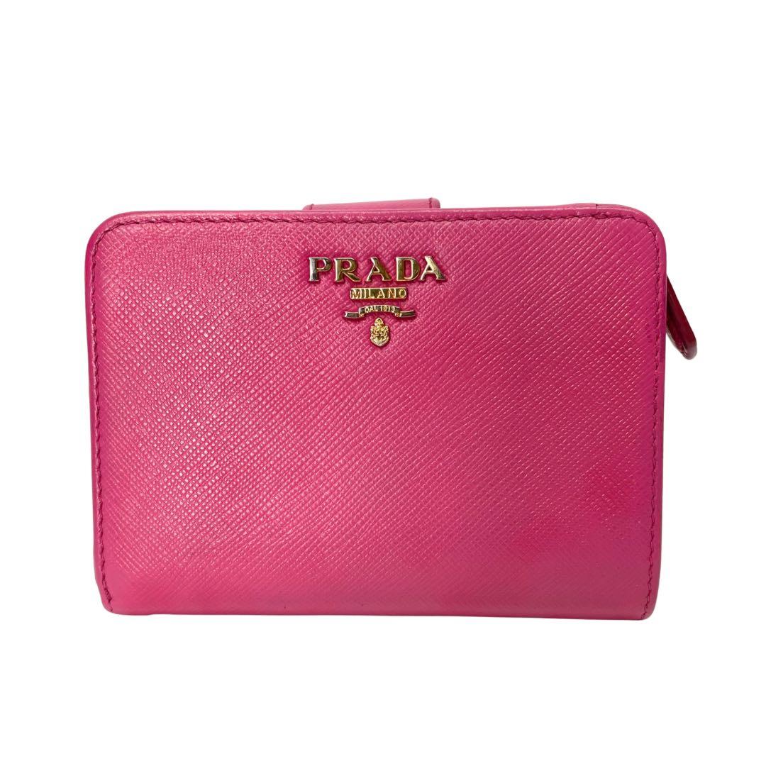 2814 PRADA プラダ 折り財布 コンパクトウォレット ピンク レザー