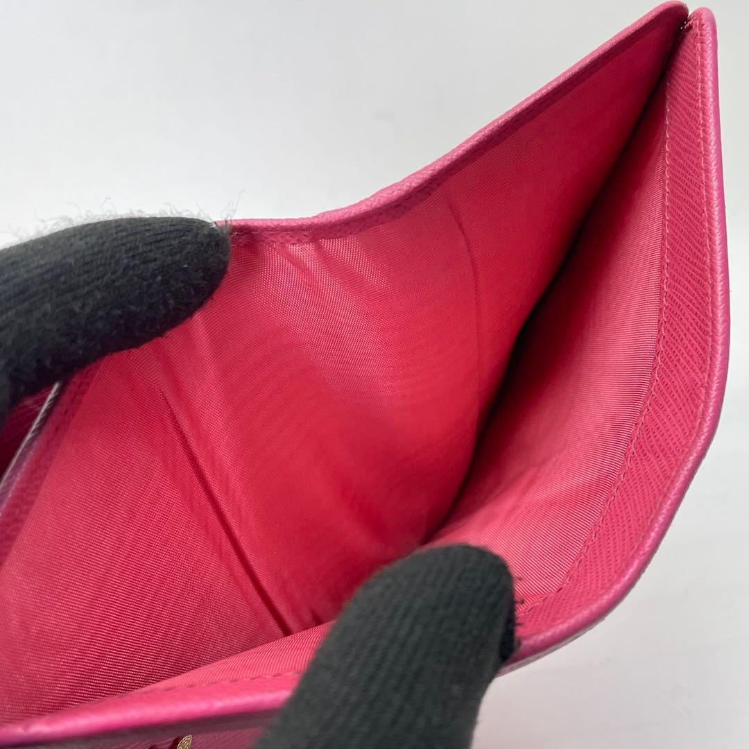 2814 PRADA プラダ 折り財布 コンパクトウォレット ピンク レザー