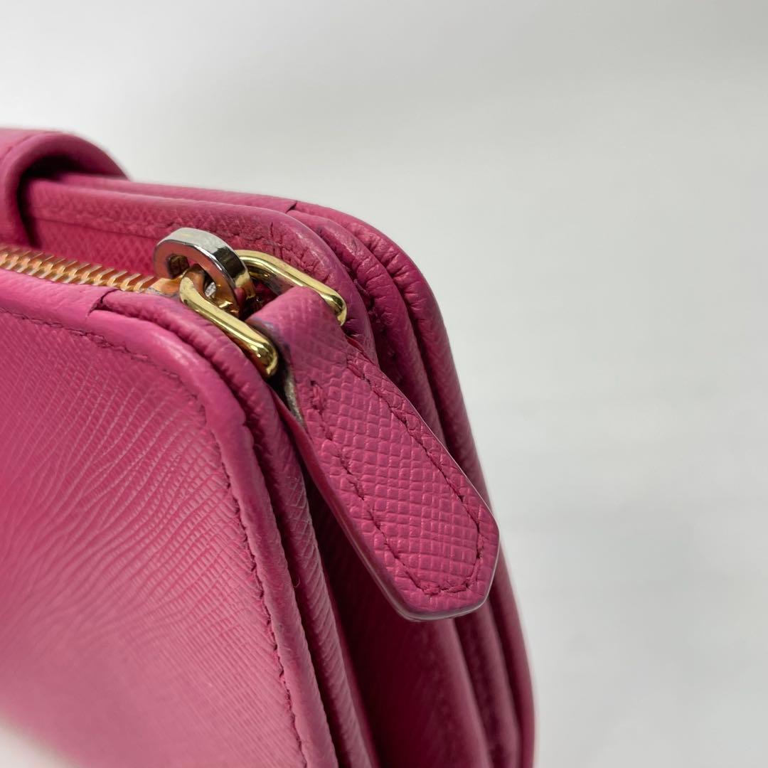 2814 PRADA プラダ 折り財布 コンパクトウォレット ピンク レザー