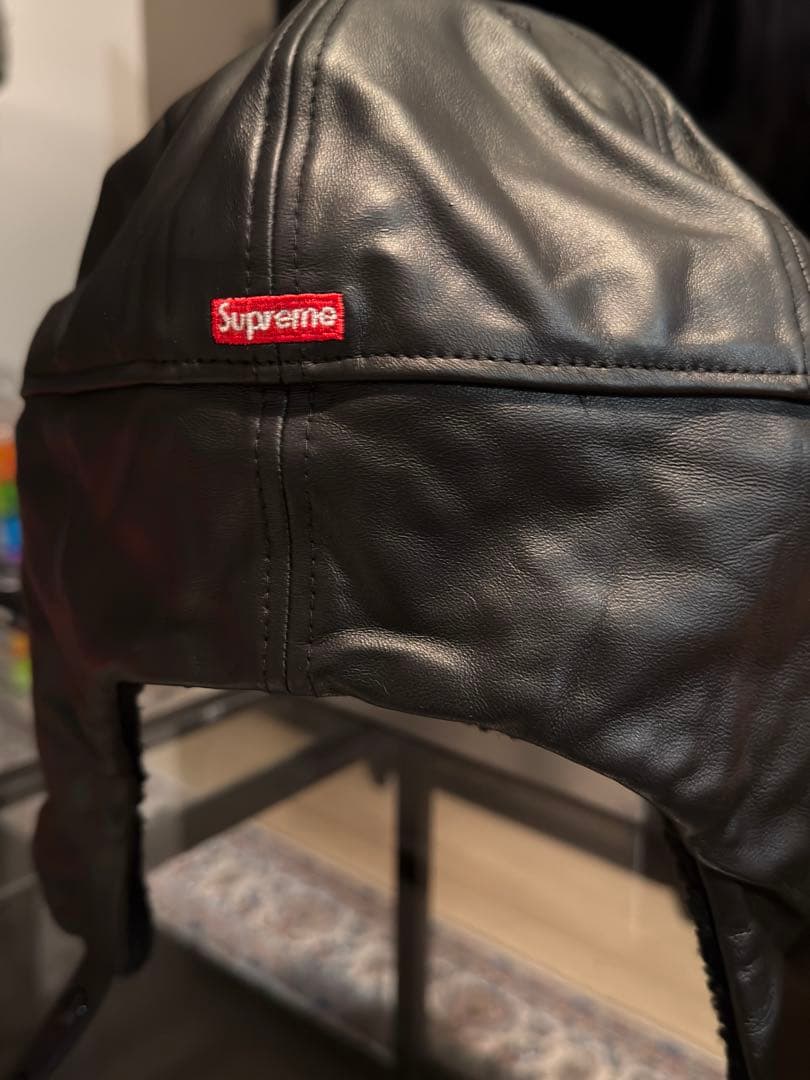 Supreme レザーフライトキャップ supreme