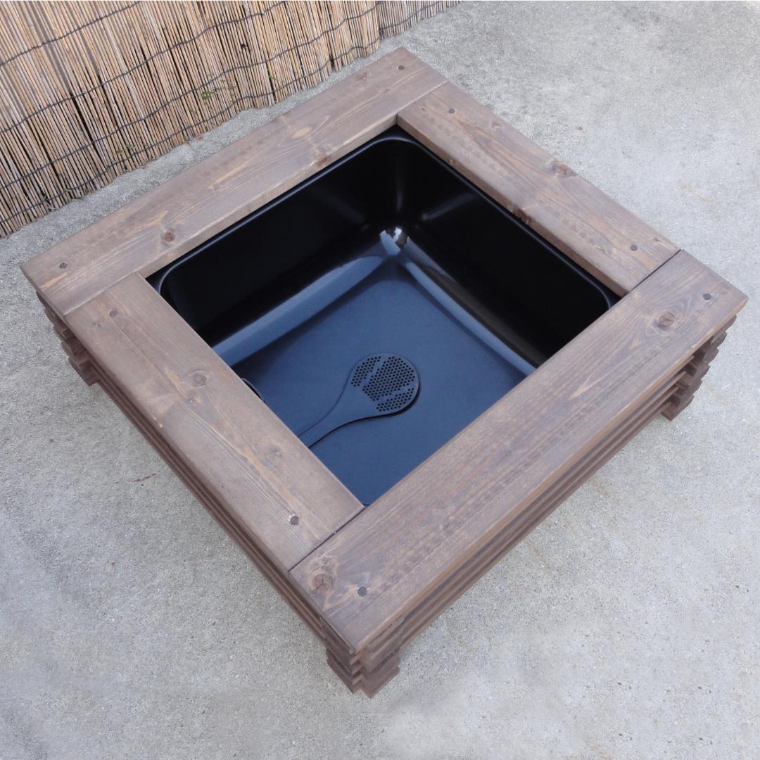 ビオトープ 15L 水キレイメダカ鉢＆木枠セット　メダカ・金魚飼育用