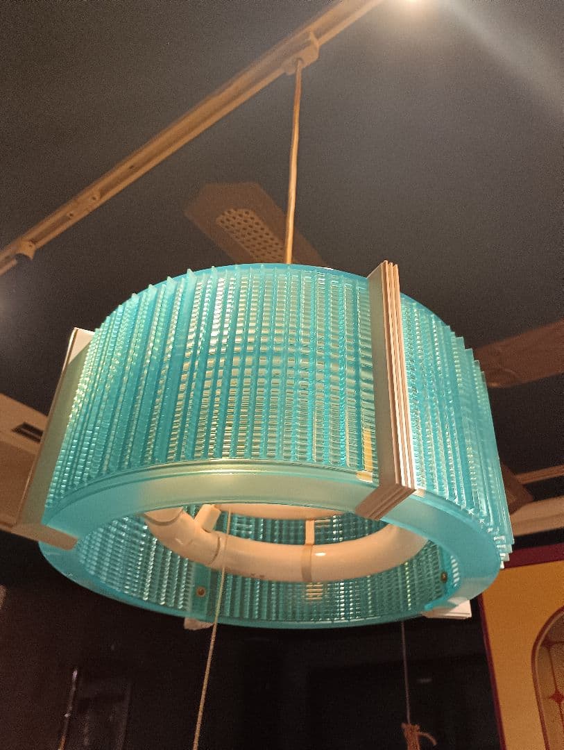 スペースエイジ　ペンダントライト　ブルー　２灯式　常夜灯　ヴィンテージ　レトロ